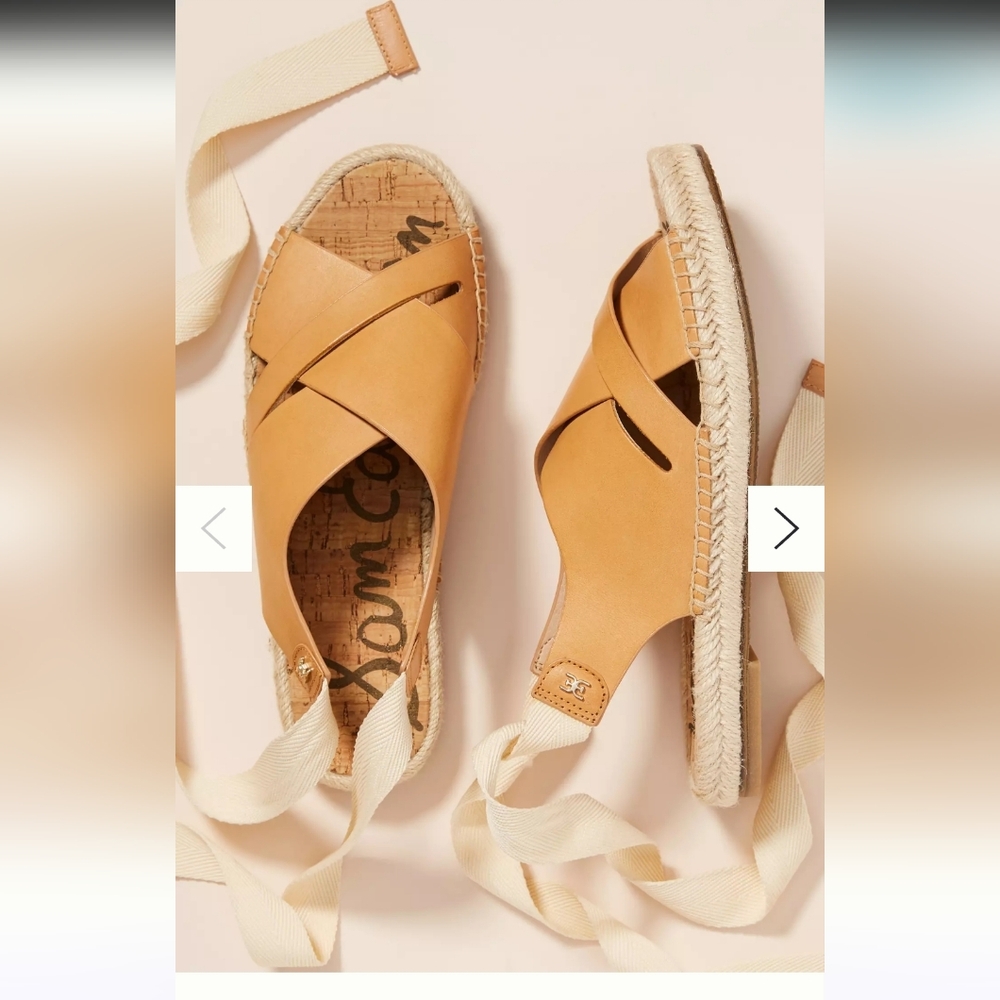 Sam Edelman Tan Leather Espadrille Sandals